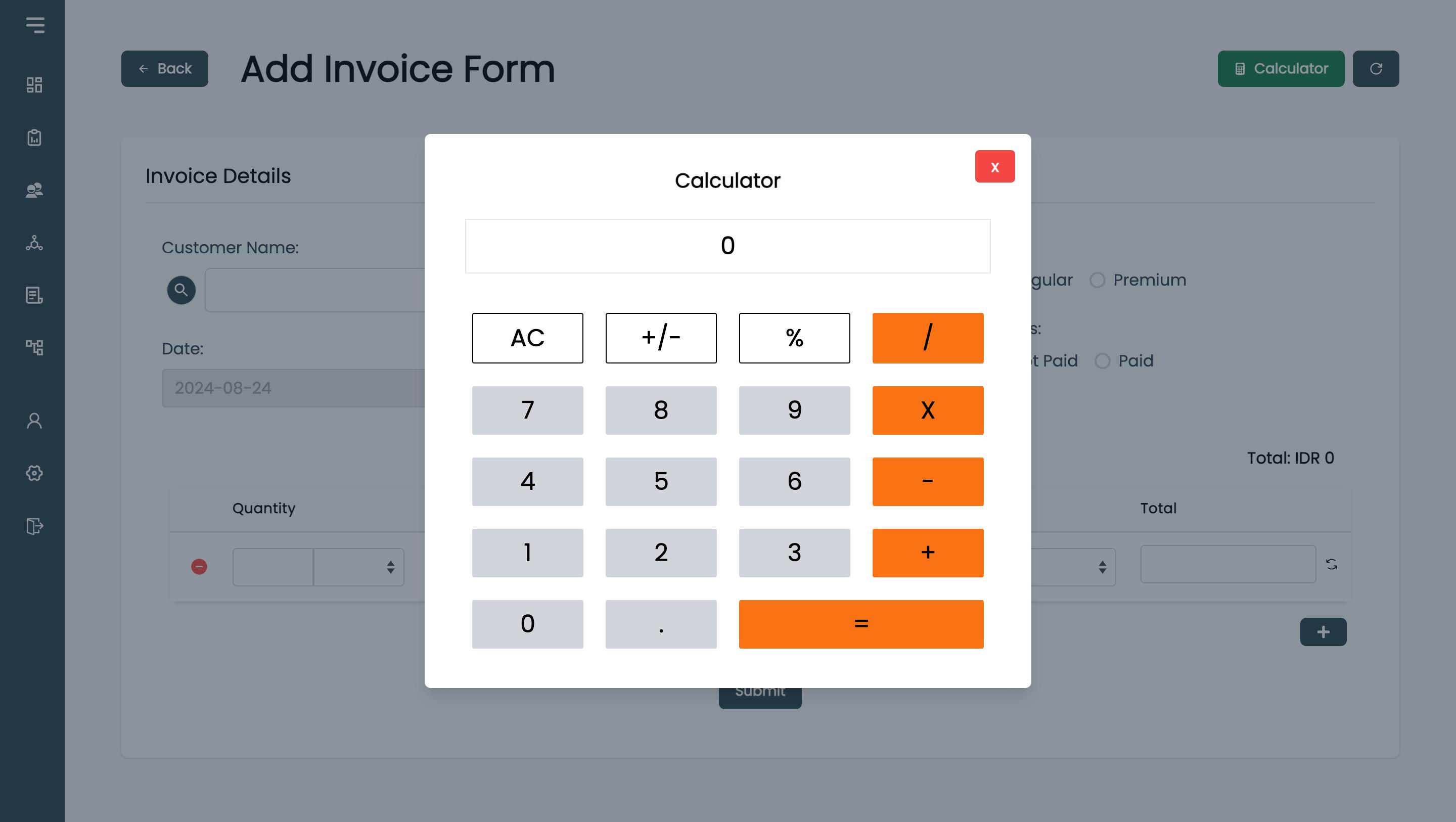 Invoice calculator