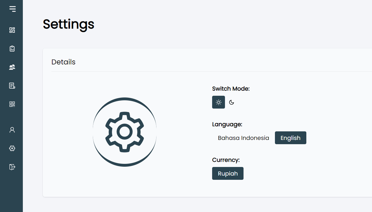 Application settings page