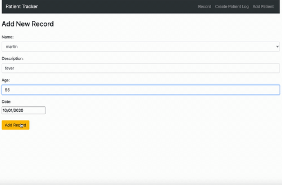 Patient Record Tracker application