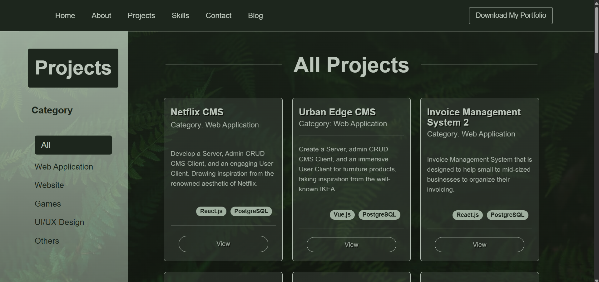 Previous personal portfolio website preview