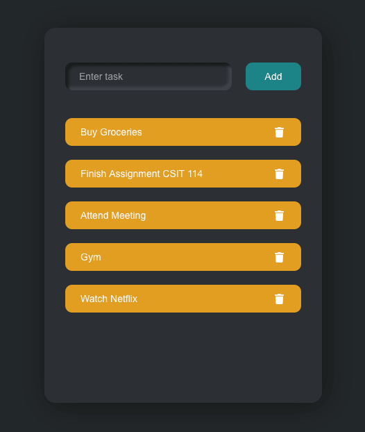 React to-do list application interface