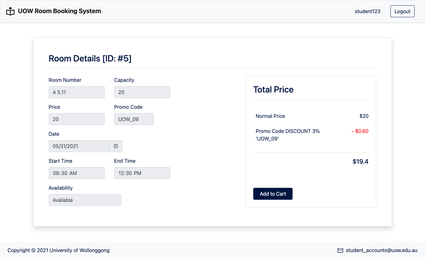 Room Booking System room preview