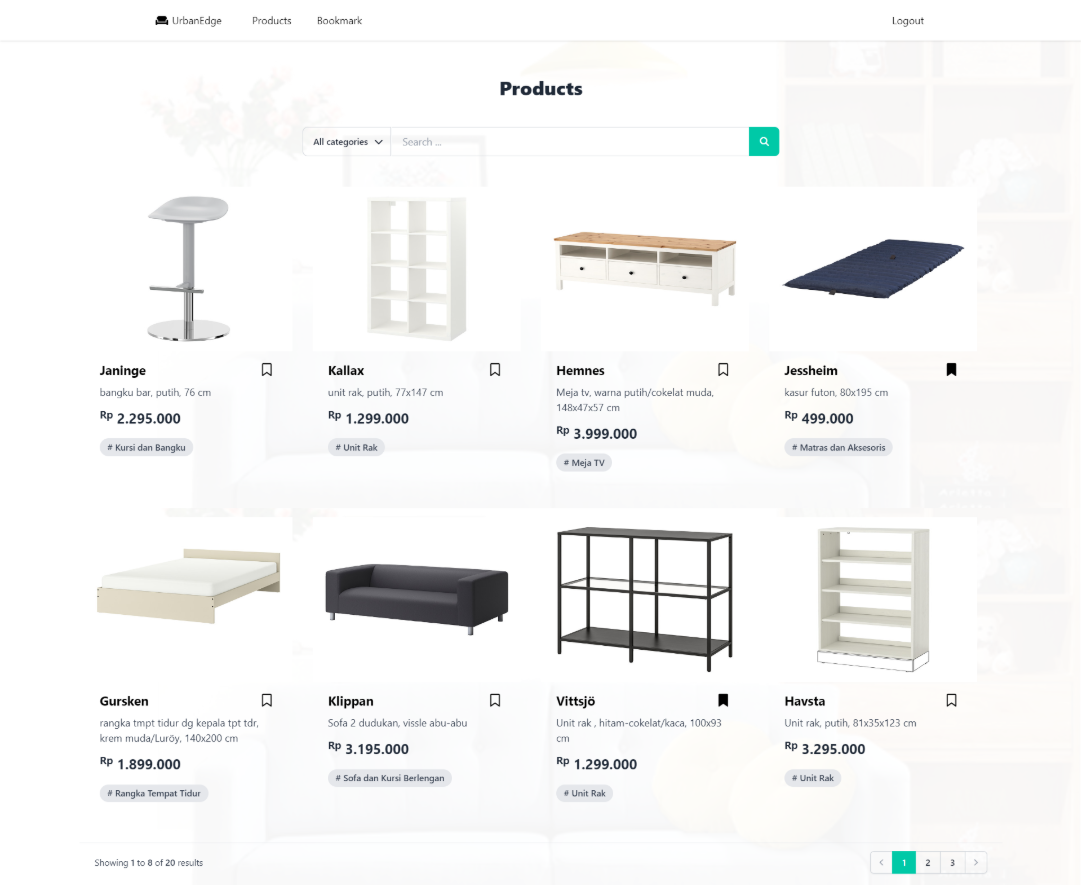 Urban Edge furniture public website
